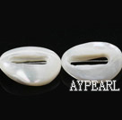 Shell Beads, White, 18*25mm hollow out egg shape, lip shell,Sold per 15.75-inch strands