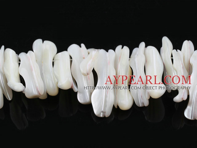 Shell Beads, White, 5*10*30mm long tooth, lip shell, Sold per 15-inch strand