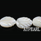 Shell Beads, White, 15*20mm leaf shape, lip shell,Sold per 15.75-inch strands