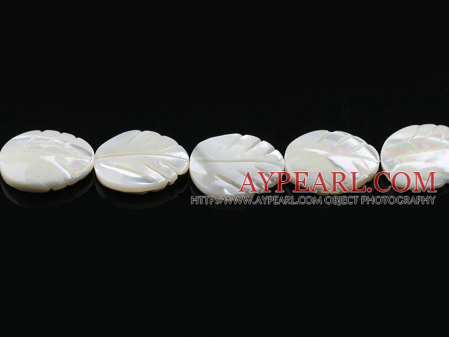 Shell Beads, White, 15*20mm leaf shape, lip shell,Sold per 15.75-inch strands