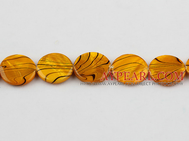 shell beads, spray painted ,3*20mm,yellow,,sold per 15.75-inch strand