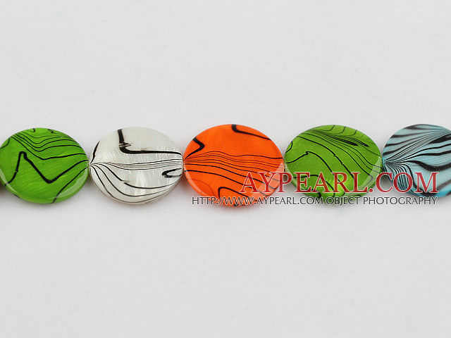 shell beads, spray painted ,3*20mm,mixed color,,sold per 15.75-inch strand