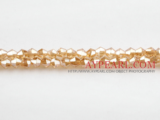 Lampwork Glass Crystal Beads, Gold Champagne Color, 4mm plating-color spinous, Sold per 17.72-inch strand