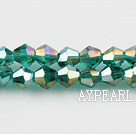 Lampwork Glass Crystal Beads, Peacock Green, 4mm plating-color pinous, Sold per 18.5-inch strand