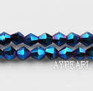 Lampwork Glass Crystal Beads, Flashing Blue, 4mm spinous, Sold per 18.9-inch strand