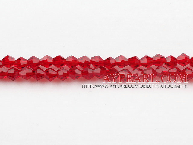 Lampwork Glass Crystal Beads, Red, 4mm spinous, Sold per 18.5-inch strand