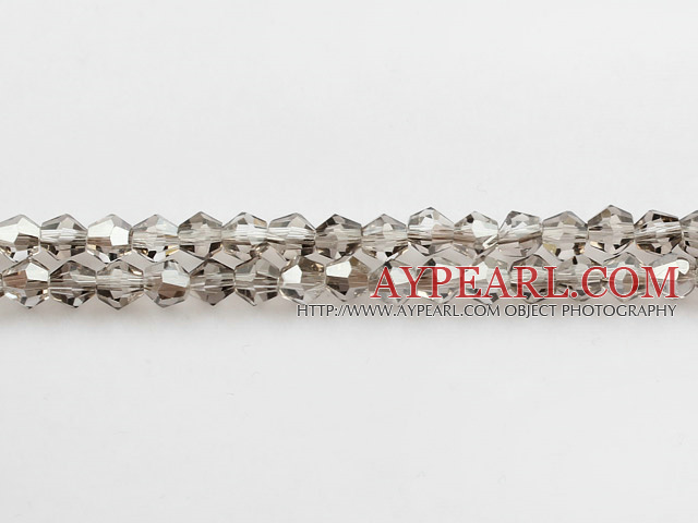 Lampwork Glass Crystal Beads, Gray, 4mm transparant spinous, Sold per 18.9-inch strand