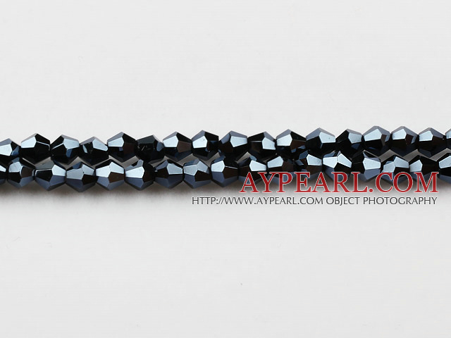 Lampwork Glass Crystal Beads, Black, 4mm hematite spinous, Sold per 18.5-inch strand