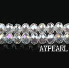 Lampwork Glass Crystal Beads, Flashing White, 6mm platode, Sold per 17.72-inch strand