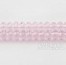 Lampwork Glass Crystal Beads, Pink, 6mm platode, Sold per 15.7-inch strand
