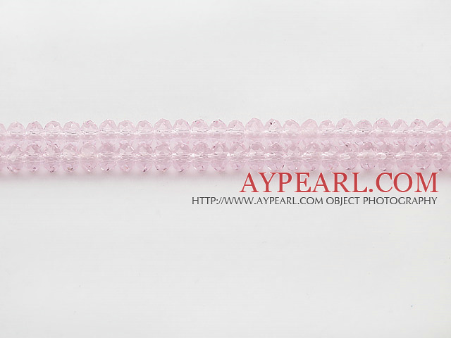 Lampwork Glass Crystal Beads, Pink, 6mm platode, Sold per 15.7-inch strand