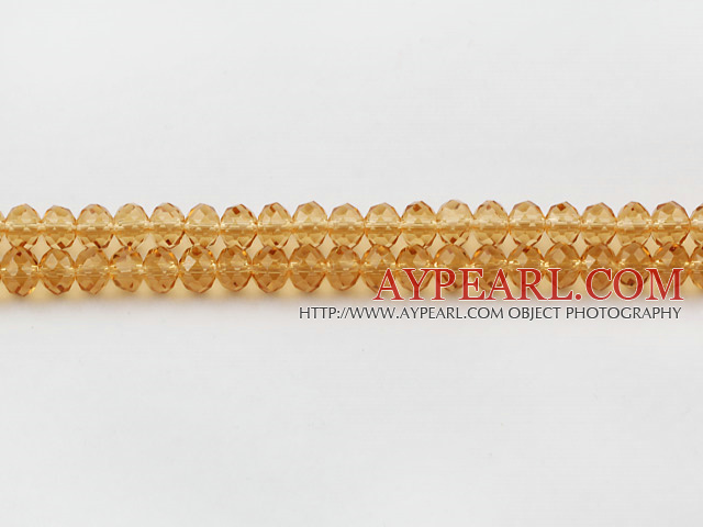 Lampwork Glass Crystal Beads, Gold Champagne Color, 6mm platode, Sold per 18.11-inch strand