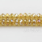 Lampwork Glass Crystal Beads, Lemon Yellow, 6mm colorful platode, Sold per 16.5-inch strand