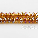 Lampwork Glass Crystal Beads, Amber Color, 6mm Plating color, platode, Sold per 17.3-inch strand