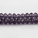 Lampwork Glass Crystal Beads, Violet Color, 6mm platode, Sold per 17.72-inch strand