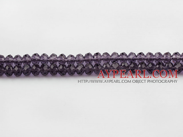 Lampwork Glass Crystal Beads, Violet Color, 6mm platode, Sold per 17.72-inch strand