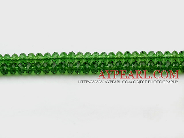 Lampwork Glass Crystal Beads, Grass green, 6mm flat, Sold per 16.1-inch strand