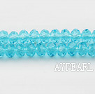 Lampwork Glass Crystal Beads, Lake Blue, 6mm flat, Sold per 17.3-inch strand