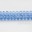 Lampwork Glass Crystal Beads, Light Blue, 6mm flat, Sold per 16.9-inch strand