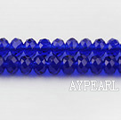 Lampwork Glass Crystal Beads, Sapphire Blue, 6mm flat, Sold per 16.9-inch strand