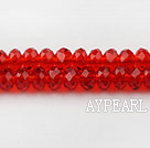 Lampwork Glass Crystal Beads, Red, 6mm flat, Sold per 15.7-inch strand