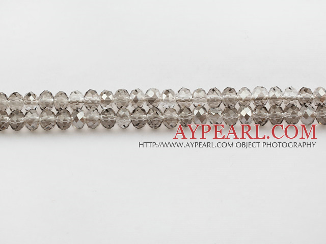 Lampwork Glass Crystal Beads, Gray, 6mm transparant flat, Sold per 17.3-inch strand