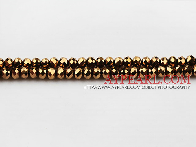 Lampwork Glass Crystal Beads, Antique Bronze, 6mm flat, Sold per 17.3-inch strand