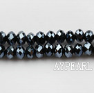 Lampwork Glass Crystal Beads, Black, 6mm Hematite flat, Sold per 16.1-inch strand
