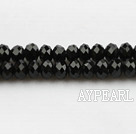 Lampwork Glass Crystal Beads, Black, 6mm flat, Sold per 16.1-inch strand