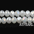 Lampwork Glass Crystal Beads, White, 8mm protein jade, faceted platode, Sold per 16.9-inch strand