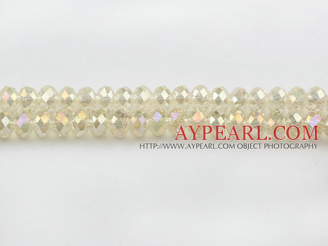 Lampwork Glass Crystal Beads, Flashing Lemon Color, 8mm faceted platode, Sold per 15.4-inch strand