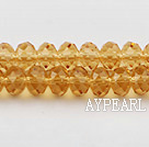 Lampwork Glass Crystal Beads, Gold Chanpagne Color, 8mm faceted platode, Sold per 15.75-inch strand