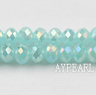 Lampwork Glass Crystal Beads, Lake Blue Jade, 8mm plating color faceted platode, Sold per 16.14-inch strand