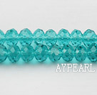 Lampwork Glass Crystal Beads, Lake Blue, 8mm faceted platode, Sold per 15.75-inch strand