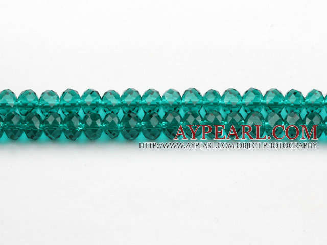 Lampwork Glass Crystal Beads, Peacock Green, 8mm faceted platode, Sold per 16.5-inch strand