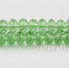 Lampwork Glass Crystal Beads, Green, 8mm faceted platode, Sold per 15.4-inch strand