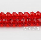 Lampwork Glass Crystal Beads, Red, 8mm faceted platode, Sold per 15.7-inch strand