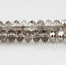 Lampwork Glass Crystal Beads, Gray, 8mm transparant faceted platode, Sold per 15-inch strand
