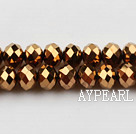 Lampwork Glass Crystal Beads, Antique Bronze, 8mm faceted platode, Sold per 15.7-inch strand