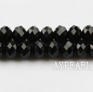 Lampwork Glass Crystal Beads, Black, 8mm faceted platode, Sold per 16.93-inch strand