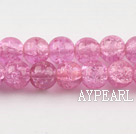 Lampwork Glass Crystal Beads, light purplish red, 8mm round frizzling shape, Sold per 31.5-inch strand