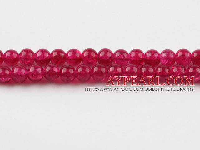 Lampwork Glass Crystal Beads, Purplish Red, 8mm round frizzling shape, Sold per 31.5-inch strand