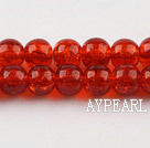 Lampwork Glass Crystal Beads, Red, 8mm round frizzling shape, Sold per 31.5-inch strand