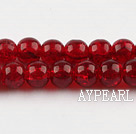 Lampwork Glass Crystal Beads, Crimson, 8mm round frizzling shape, Sold per 31.5-inch strand