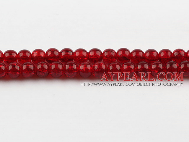 Lampwork Glass Crystal Beads, Crimson, 8mm round frizzling shape, Sold per 31.5-inch strand