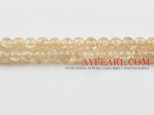 Lampwork Glass Crystal Beads, Champagne Color, 8mm round frizzling shape, Sold per 31.5-inch strand