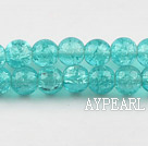 Lampwork Glass Crystal Beads, Lake Blue, 8mm round frizzling shape, Sold per 31.5-inch strand