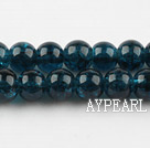 Lampwork Glass Crystal Beads, Peacock Blue, 8mm round frizzling shape, Sold per 31.5-inch strand