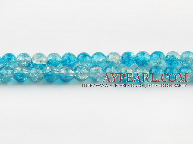 Lampwork Glass Crystal Beads, Double Color, 8mm round frizzling shape, Sold per 31.5-inch strand