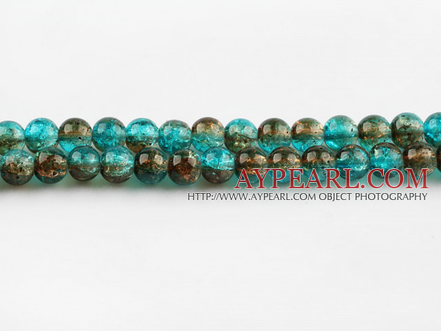 Lampwork Glass Crystal Beads, Double Color, 8mm round frizzling shape, Sold per 31.5-inch strand